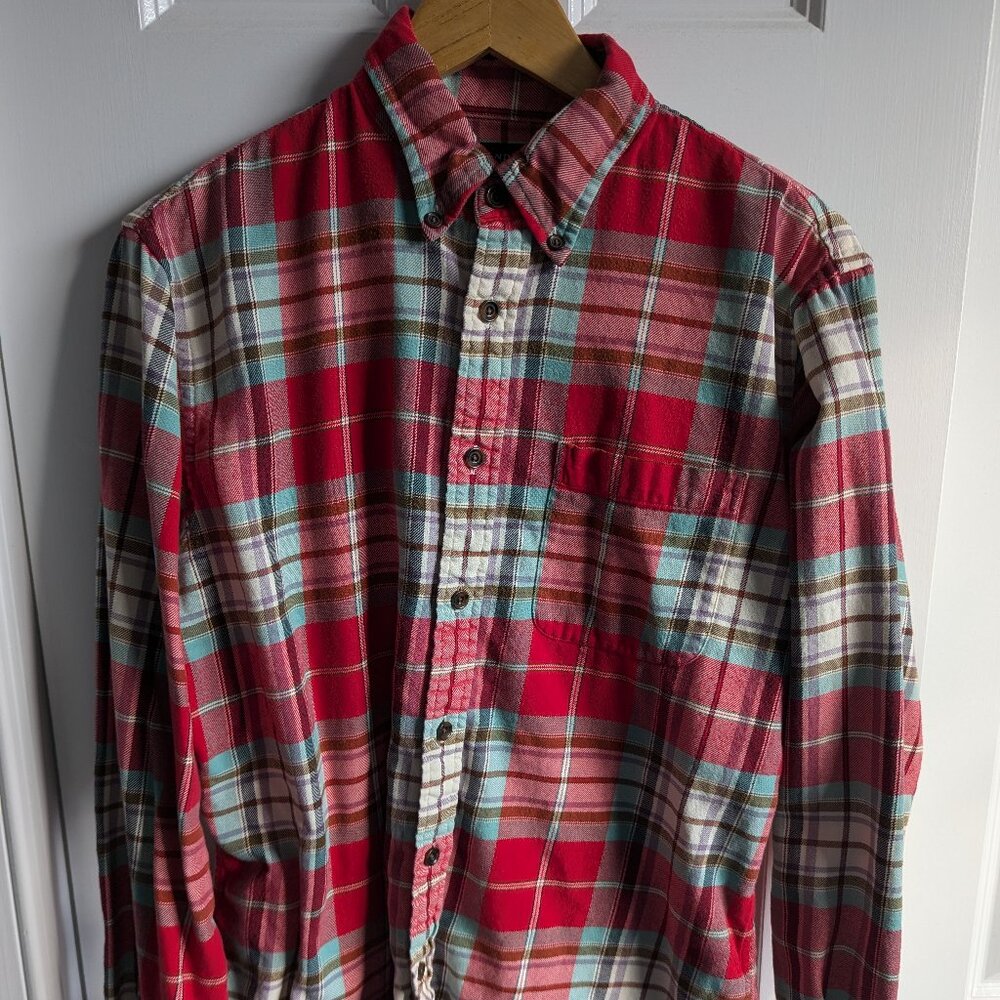 Vintage Land's End flannel, red, medium 15"-15.5"